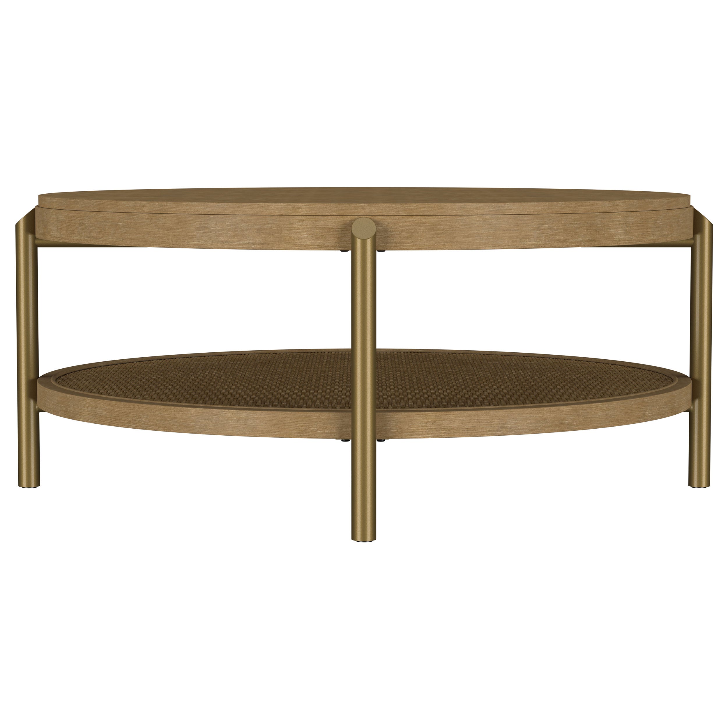 Arini Round Coffee Table With Storage Shelf Sand Wash