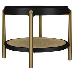 Best Furniture Outlet - Coaster - Arini Round End Side Table With Storage Shelf Black - 706197