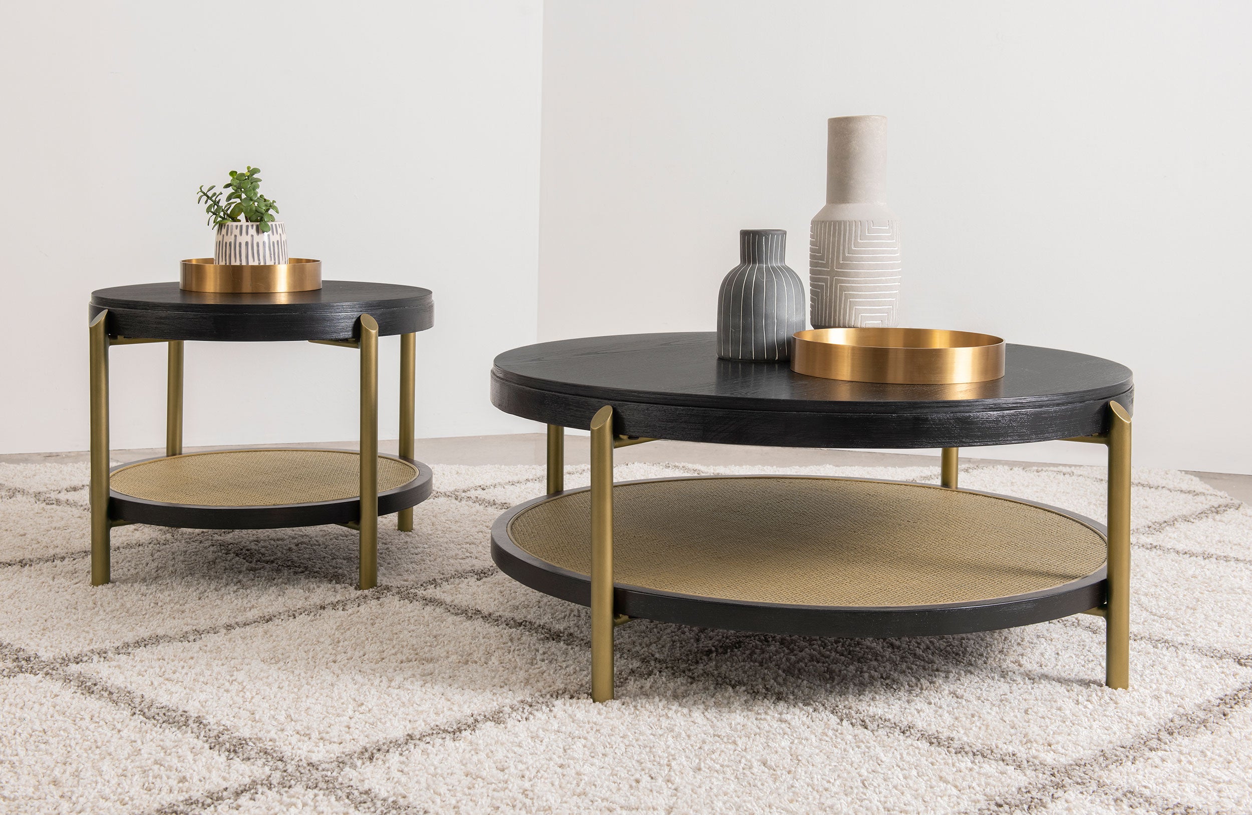 Best Furniture Outlet - Coaster - Arini 2-piece Round Coffee and End Table Set Black - 706198-S2