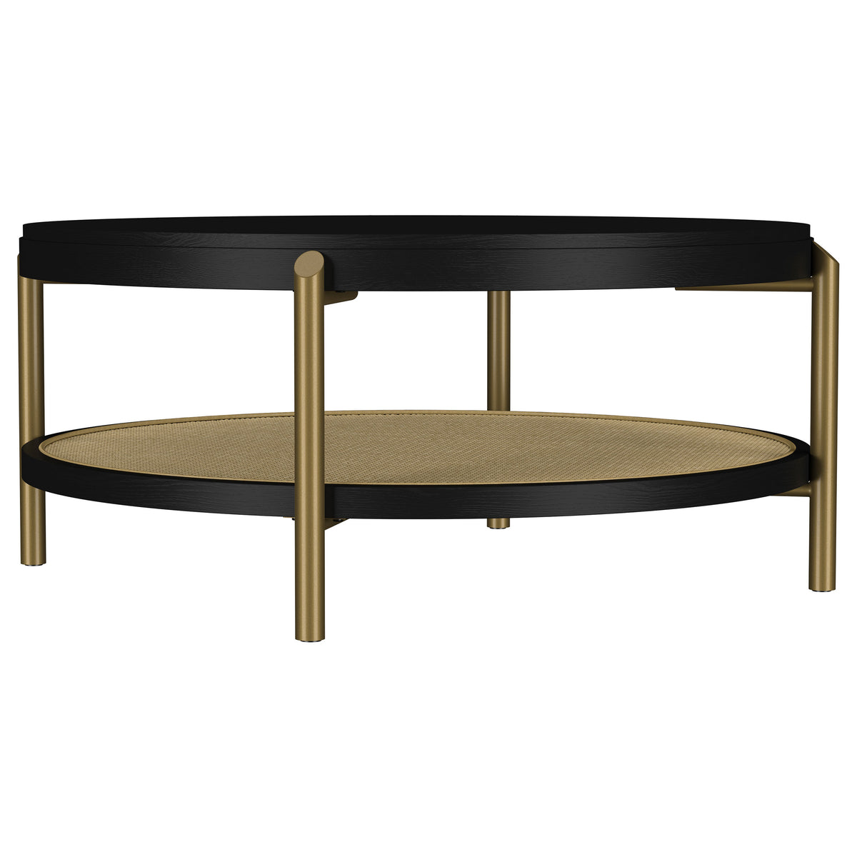 Best Furniture Outlet - Coaster - Arini Round Coffee Table With Storage Shelf Black - 706198