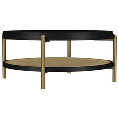 Best Furniture Outlet - Coaster - Arini Round Coffee Table With Storage Shelf Black - 706198