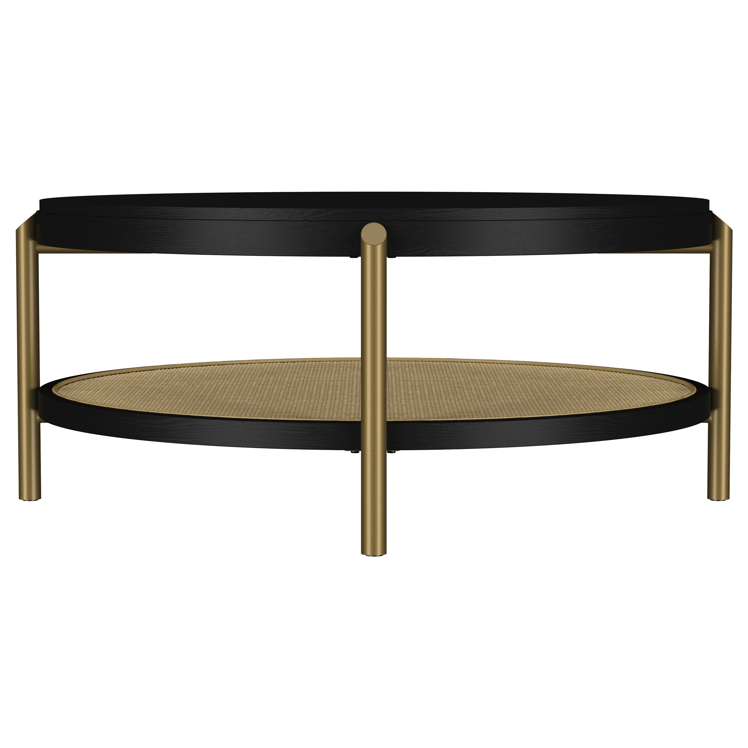 Arini Round Coffee Table With Storage Shelf Black