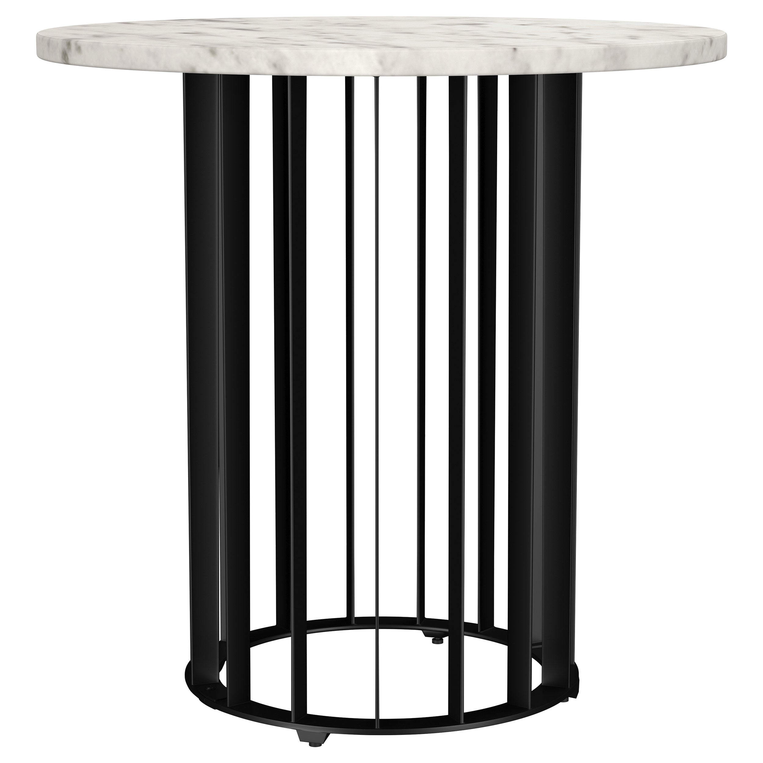 Best Furniture Outlet - Coaster - Haven Round Genuine White Marble Top End Side Table Black - 706207