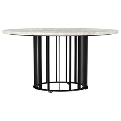 Best Furniture Outlet - Coaster - Haven Round Genuine White Marble Top Coffee Table Black - 706208