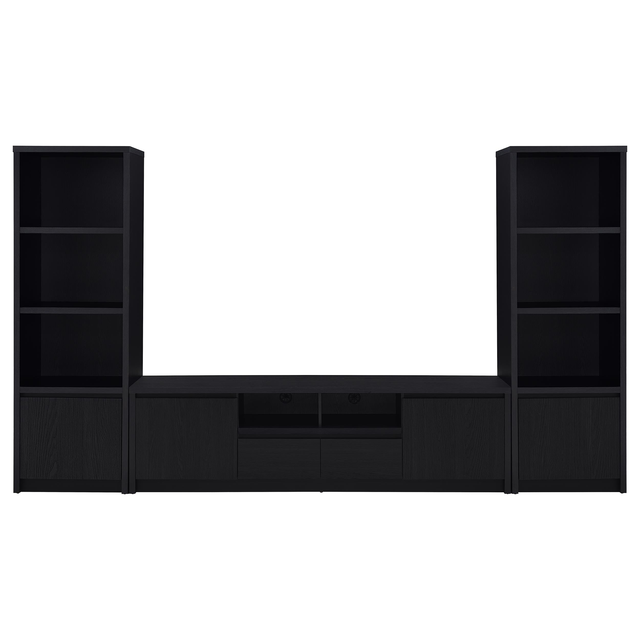 Best Furniture Outlet - Coaster - Winfield 3-piece Entertainment Center 78-inch TV Stand Black - 706223-SET