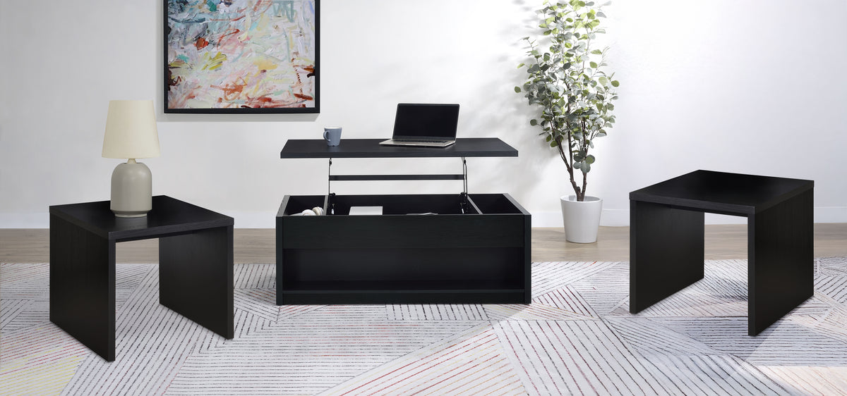 Best Furniture Outlet - Coaster - Knapp 3-piece Lift Top Coffee Table Set Black - 706228-S3