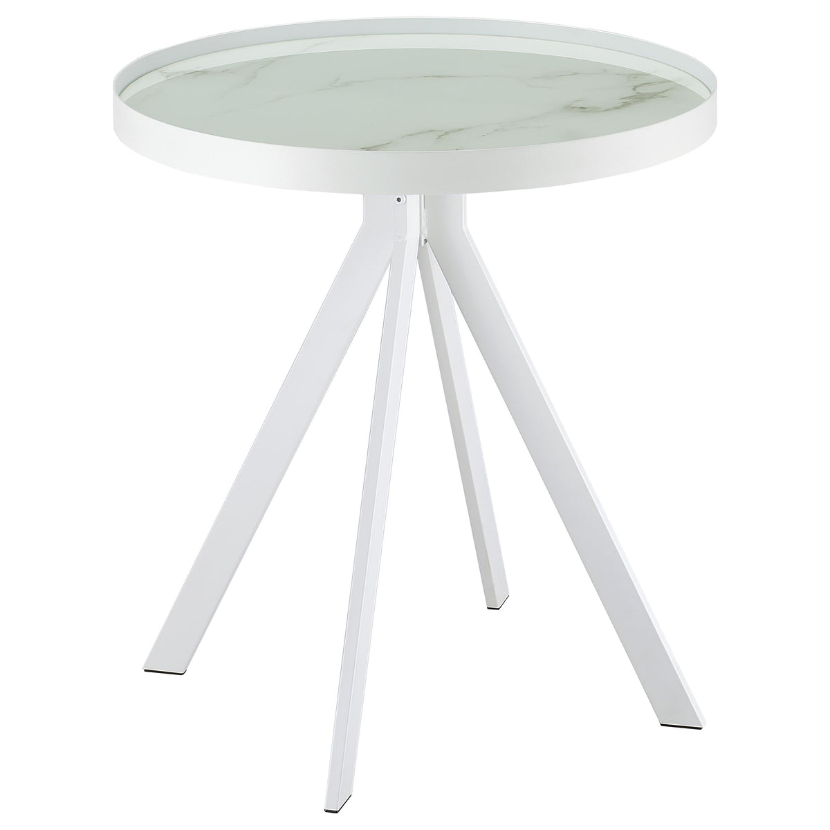 Best Furniture Outlet - Coaster - Briggs Round Marble Printed Glass Top End Side Table White - 706257