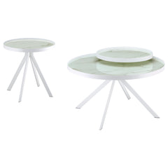 Best Furniture Outlet - Coaster - Briggs 2-piece Round Coffee and End Table Set White - 706258-S2