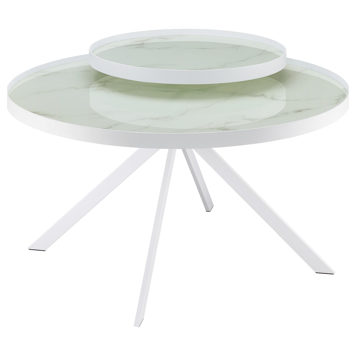 Best Furniture Outlet - Coaster - Briggs Round Marble Printed Glass Top Coffee Table White - 706258