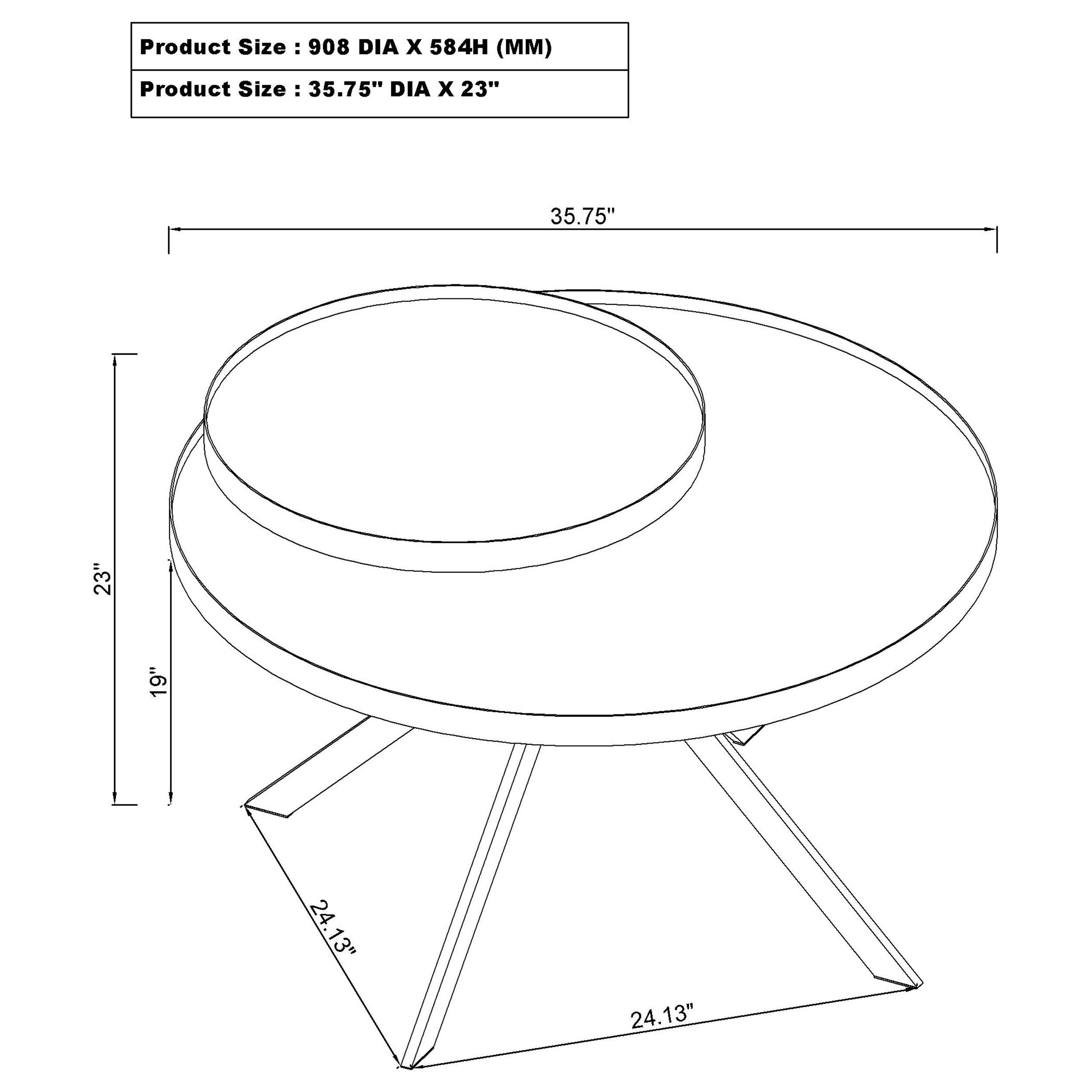 Briggs Round Marble Printed Glass Top Coffee Table White