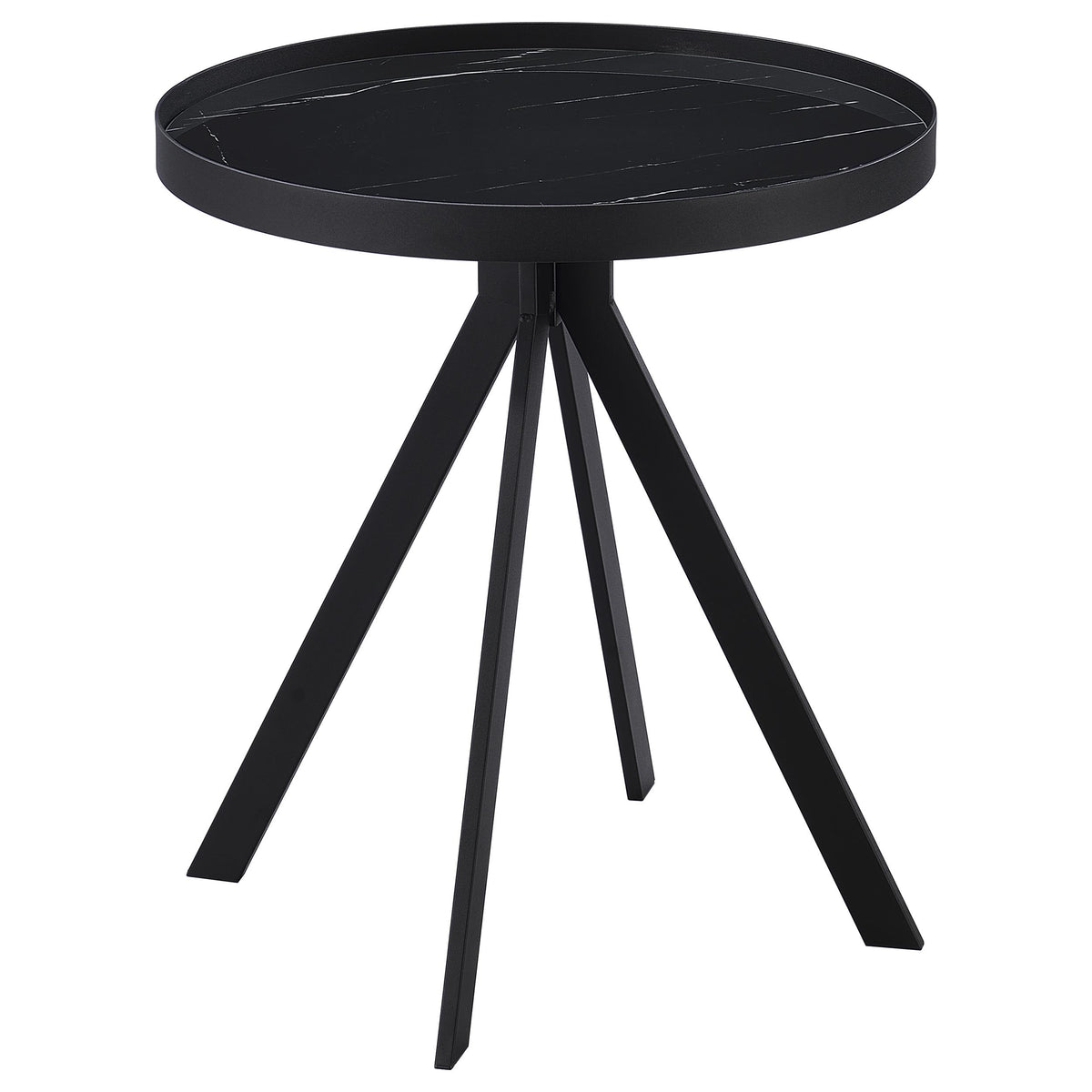Best Furniture Outlet - Coaster - Briggs Round Marble Printed Glass Top End Table Black - 706267