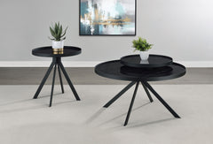 Best Furniture Outlet - Coaster - Briggs 2-piece Round Coffee and End Table Set Black - 706268-S2