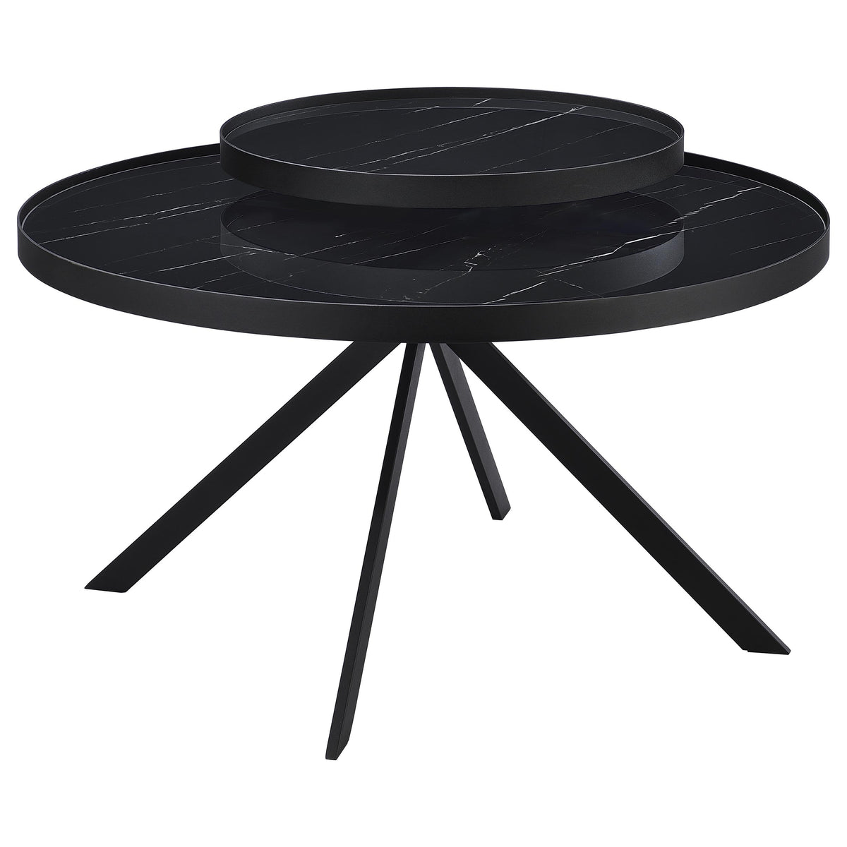 Best Furniture Outlet - Coaster - Briggs Round Marble Printed Glass Top Coffee Table Black - 706268