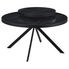 Best Furniture Outlet - Coaster - Briggs Round Marble Printed Glass Top Coffee Table Black - 706268