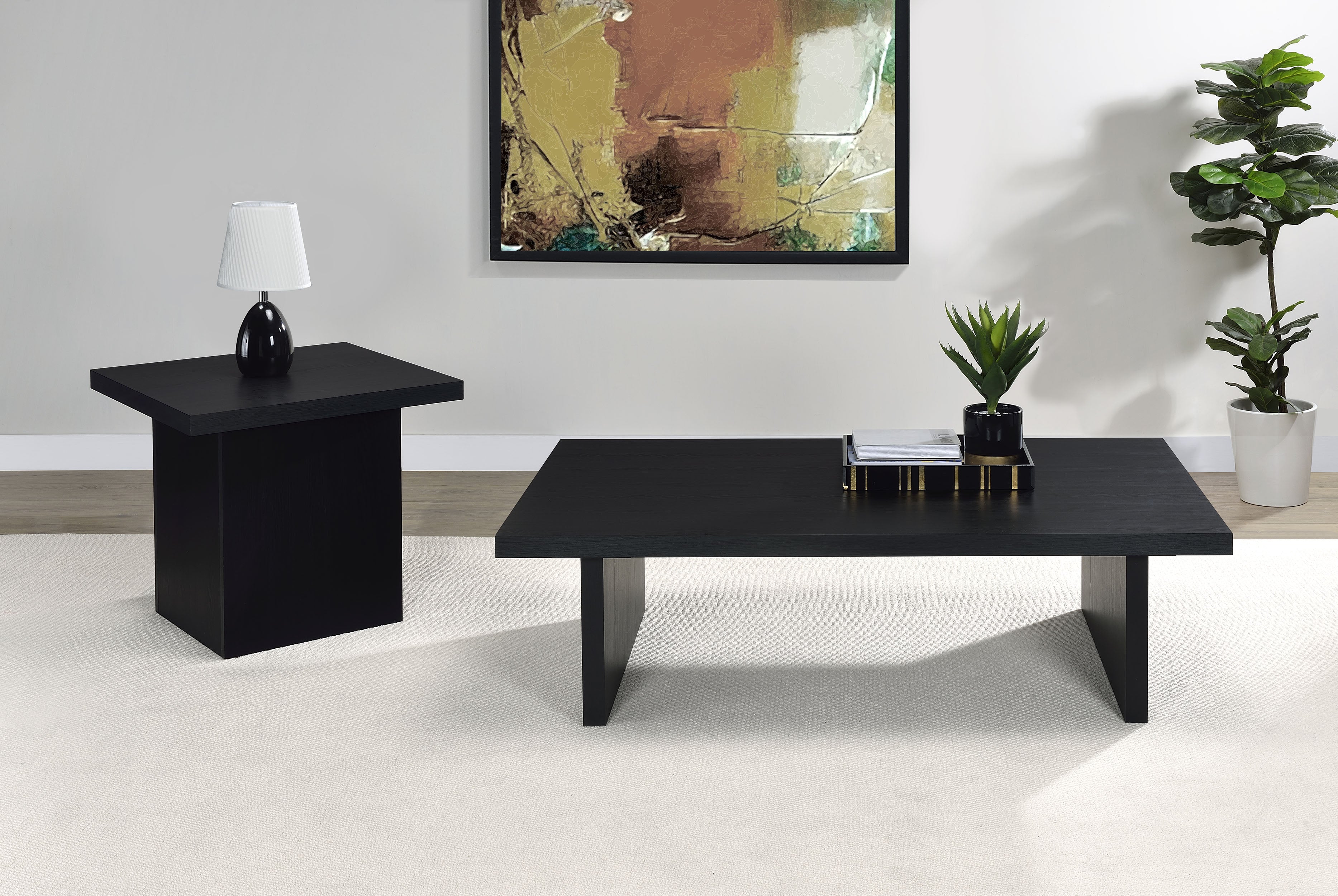 Best Furniture Outlet - Coaster - Max 2-piece Rectangular Coffee and End Table Set Black - 706278-S2