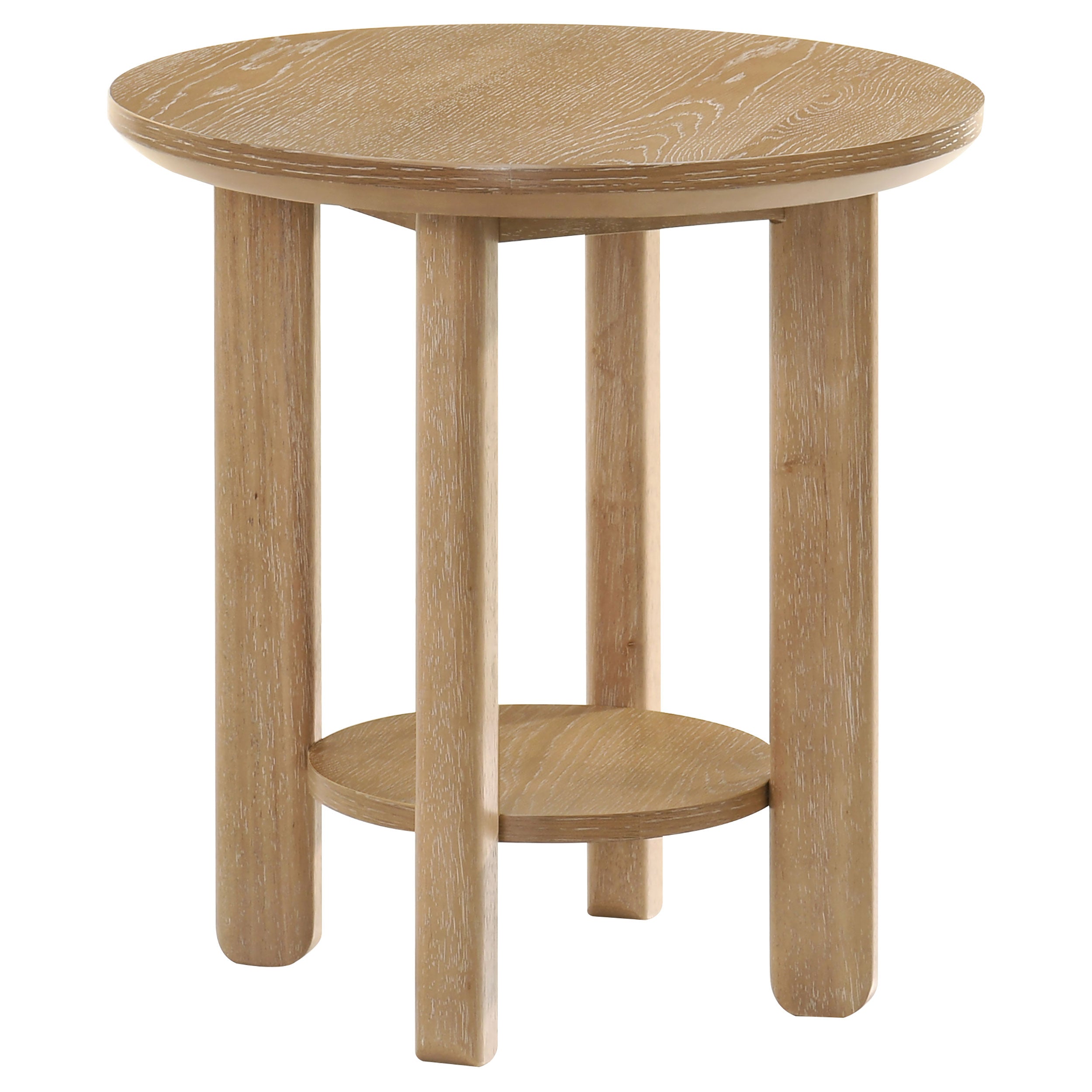 Best Furniture Outlet - Coaster - Ottowa Round Wood Side End Table with Shelf Light Oak - 706297