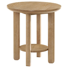 Best Furniture Outlet - Coaster - Ottowa Round Wood Side End Table with Shelf Light Oak - 706297