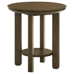 Best Furniture Outlet - Coaster - Ottowa 22-Inch Round Wood Side End Table with Shelf Brown - 706307