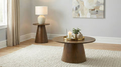 Best Furniture Outlet - Coaster - Franklin 2-piece Round Pedestal Coffee Table Set Dark Brown - 706438-S2