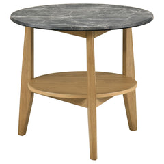 Best Furniture Outlet - Coaster - Bradley Round SmartTop End Side Table Grey and Natural - 706447