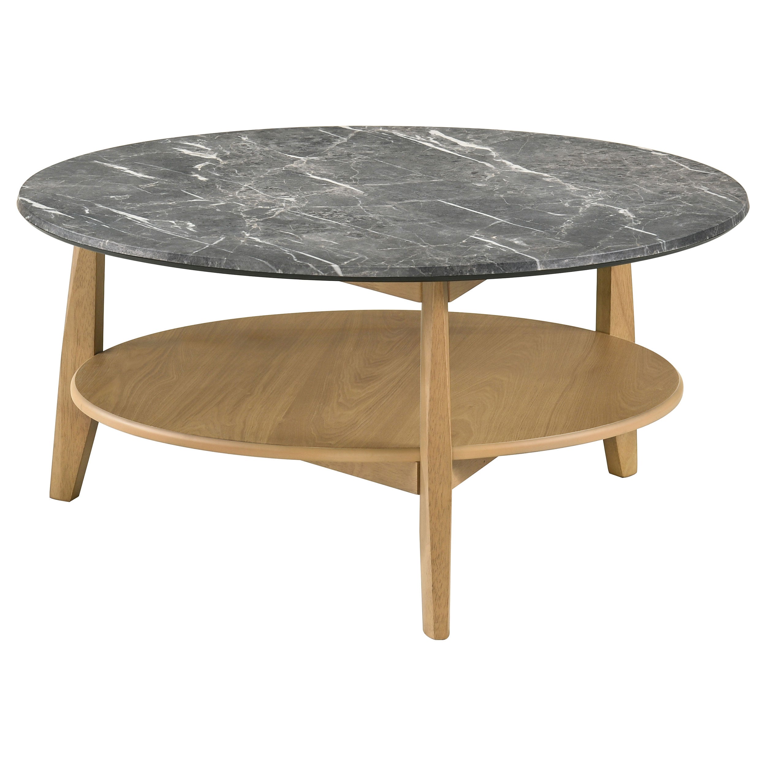 Best Furniture Outlet - Coaster - Bradley Round SmartTop Cocktail Coffee Table Grey and Natural - 706448