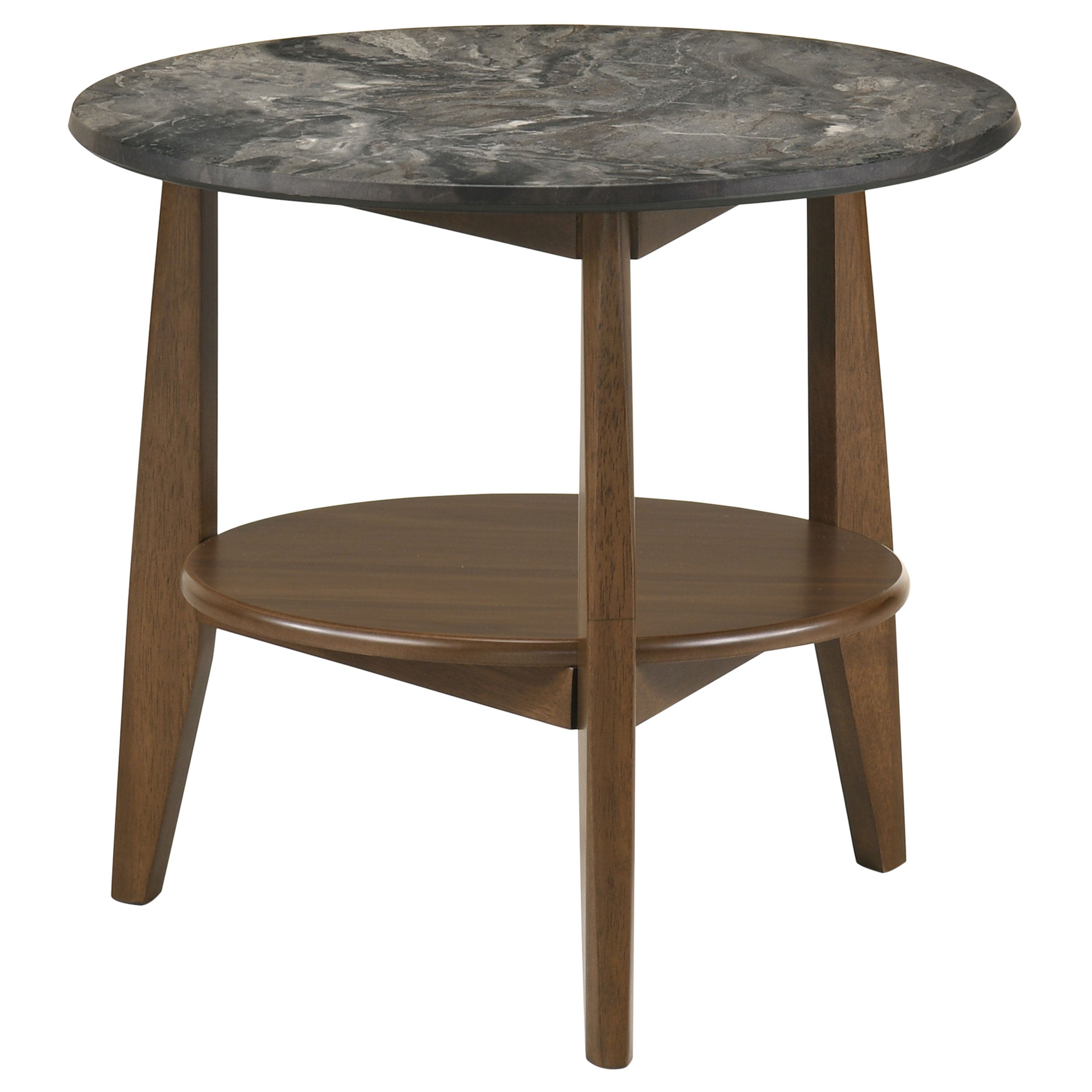 Best Furniture Outlet - Coaster - Bradley Round SmartTop End Side Table Smokey Grey and Dark Brown - 706457