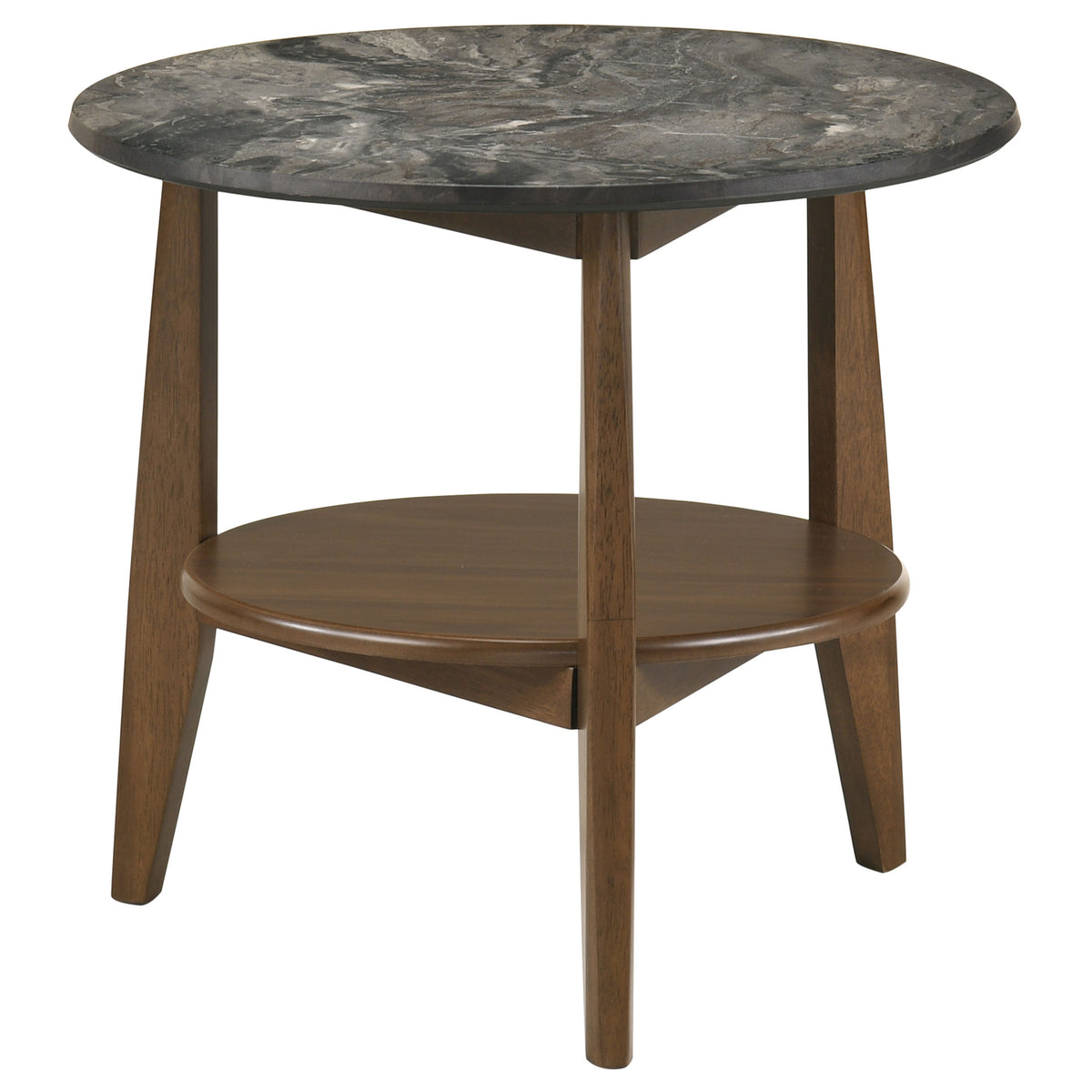 Best Furniture Outlet - Coaster - Bradley Round SmartTop End Side Table Smokey Grey and Dark Brown - 706457