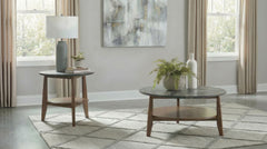 Best Furniture Outlet - Coaster - Bradley 2-Piece Round SmartTop Coffee Table Set Smokey Grey and Brown - 706458-S2
