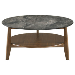 Bradley Round SmartTop Cocktail Coffee Table Smokey Grey and Brown