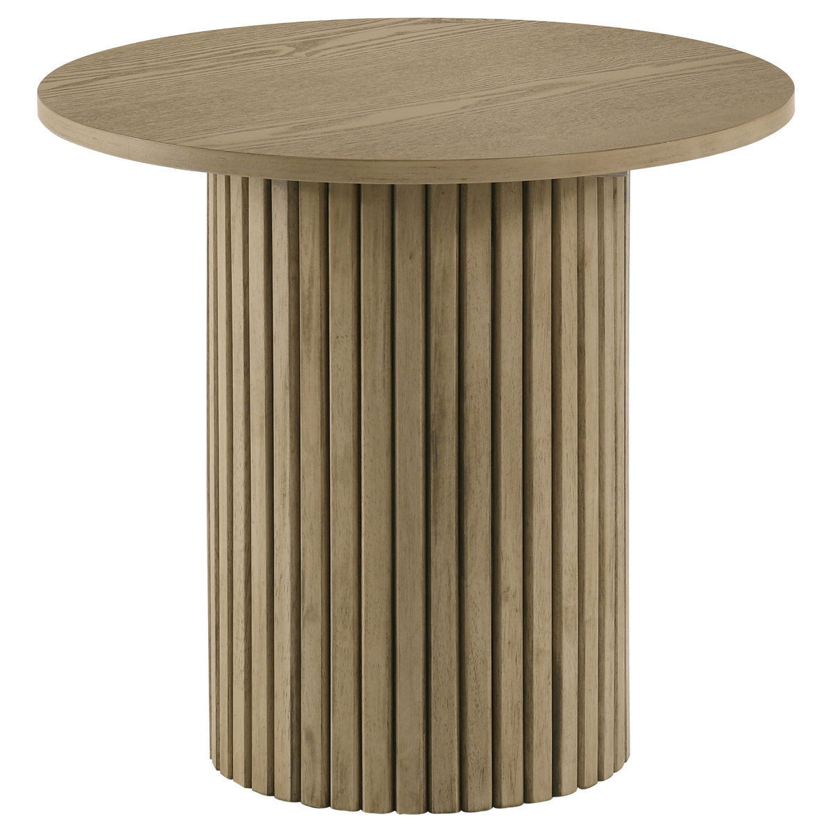 Best Furniture Outlet - Coaster - Hamlyn Round Fluted Occasional Side End Table Natural Oak - 706497