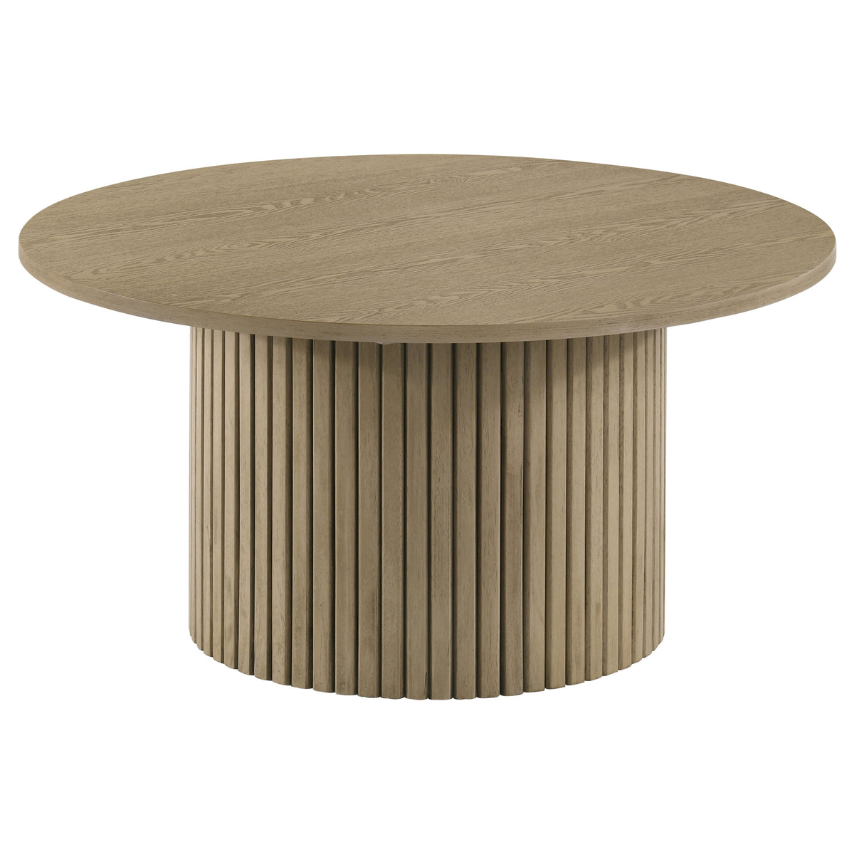 Best Furniture Outlet - Coaster - Hamlyn Round Fluted Occasional Cocktail Coffee Table Natural Oak - 706498