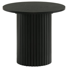 Hamlyn 2-piece Round Fluted Coffee and End Table Set Black