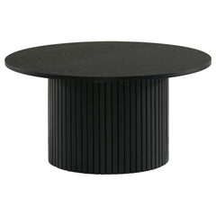 Best Furniture Outlet - Coaster - Hamlyn Round Fluted Occasional Cocktail Coffee Table Black - 706508