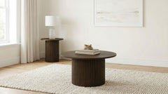 Best Furniture Outlet - Coaster - Hamlyn 2-piece Round Fluted Coffee and End Table Set Walnut - 706518-S2