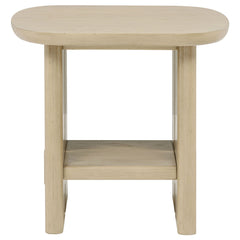 Kailani 2-piece Coastal Coffee and End Table Set Beige Oak