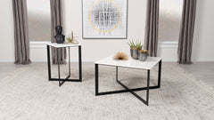 Best Furniture Outlet - Coaster - Tobin 2-piece Marble Top Coffee and End Table Set White - 707698-S2