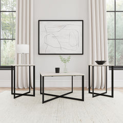 Best Furniture Outlet - Coaster - Tobin 3-piece Marble Top Coffee and End Table Set White - 707698-S3
