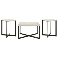 Tobin 3-piece Marble Top Coffee and End Table Set White