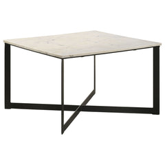 Best Furniture Outlet - Coaster - Tobin Square Marble Top Coffee Table White and Black - 707698
