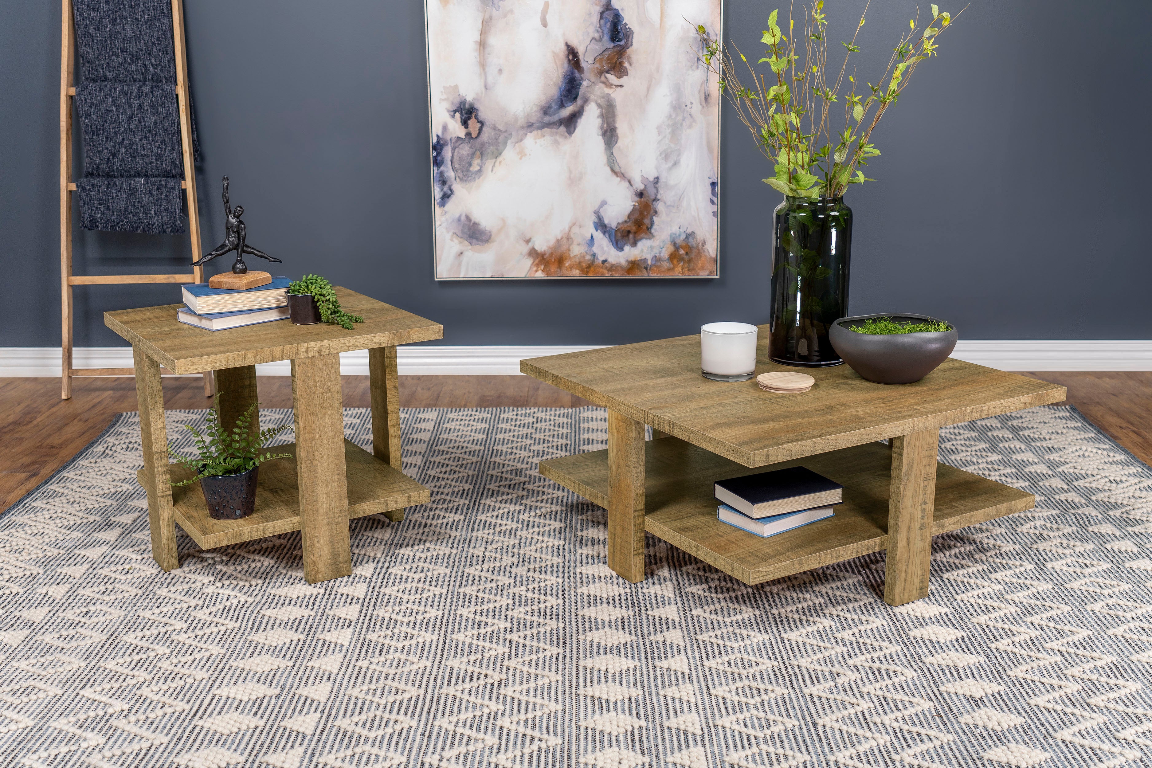 Best Furniture Outlet - Coaster - Dawn 2-piece Round Coffee and End Table Set Mango Brown - 707718-S2