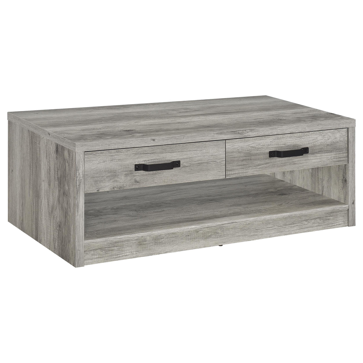 Best Furniture Outlet - Coaster - Felix 2-drawer Engineered Wood Coffee Table Grey Driftwood - 707728