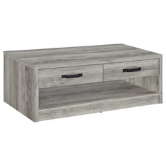 Best Furniture Outlet - Coaster - Felix 2-drawer Engineered Wood Coffee Table Grey Driftwood - 707728