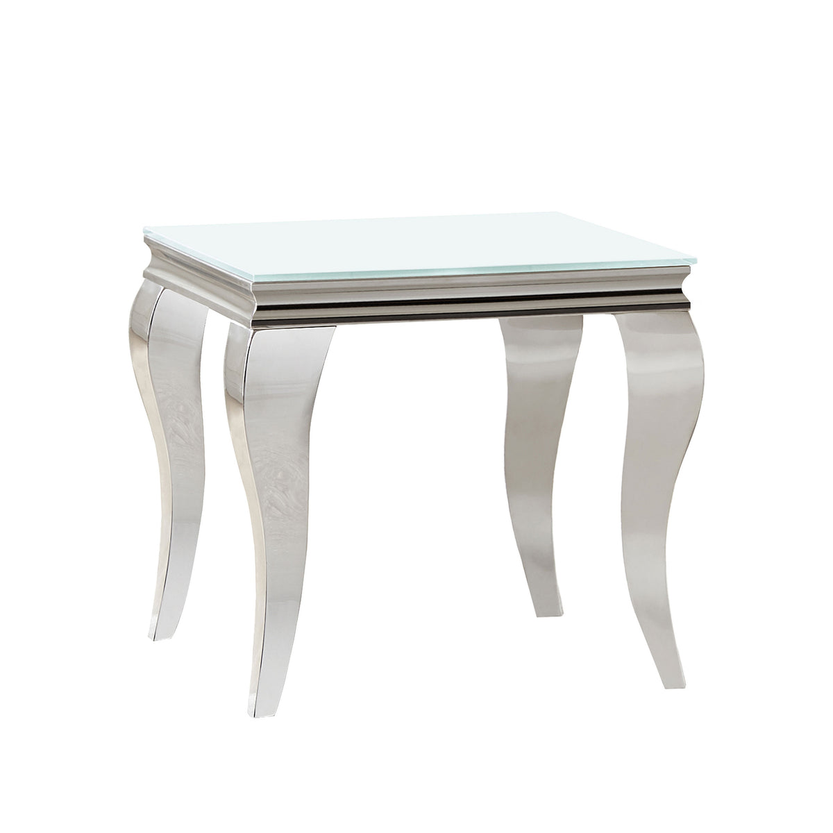 Best Furniture Outlet - Coaster - Carone Square Glass Top End Side Table White and Chrome - 707767