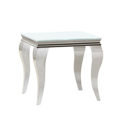 Best Furniture Outlet - Coaster - Carone Square Glass Top End Side Table White and Chrome - 707767