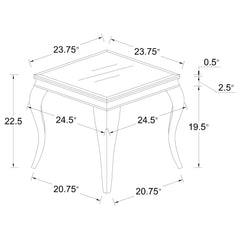 Carone Square Glass Top End Side Table White and Chrome