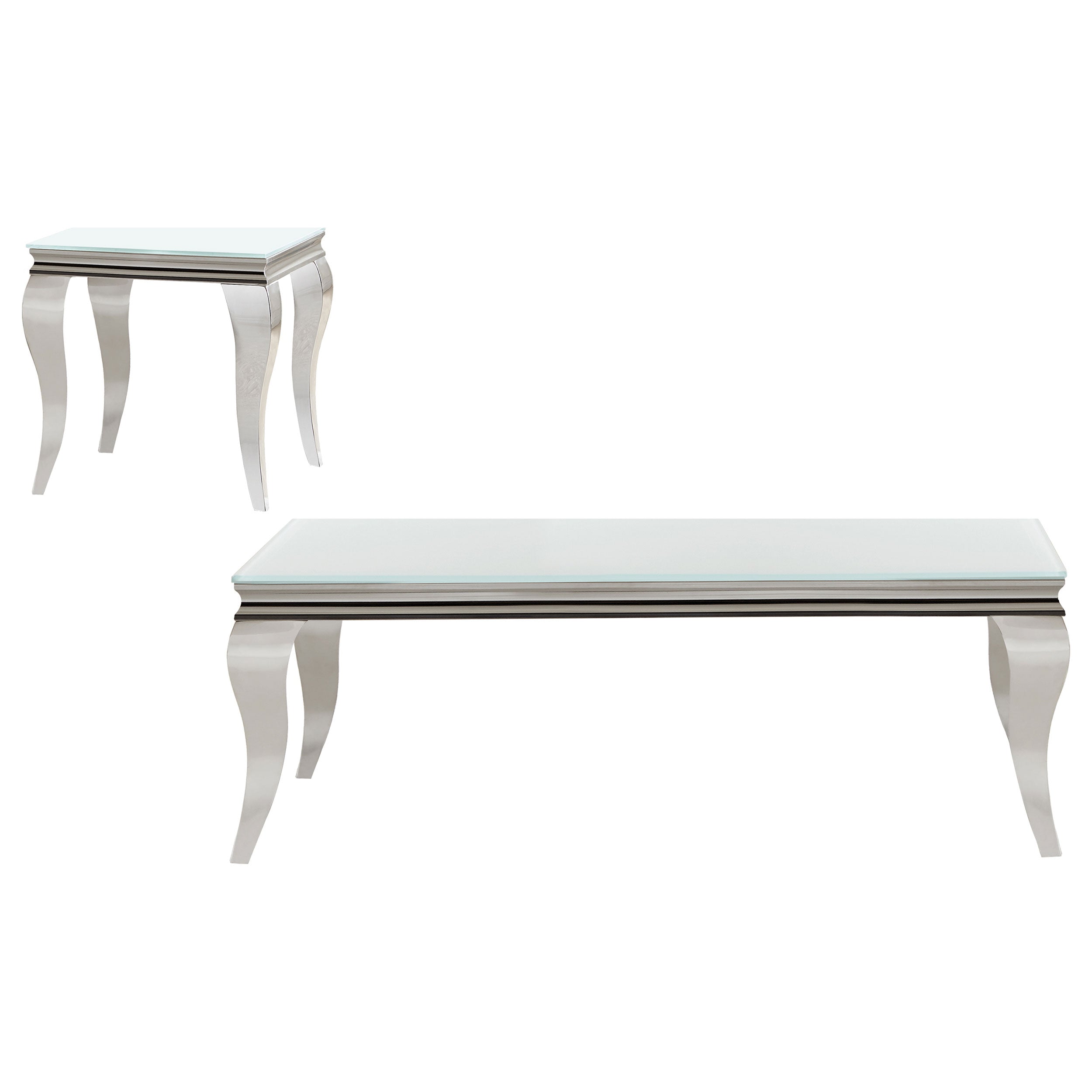 Best Furniture Outlet - Coaster - Carone 2-piece Glass Top Coffee and End Table Set White - 707768-S2