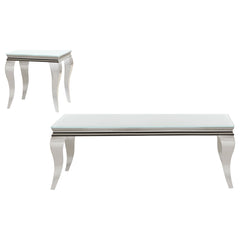 Best Furniture Outlet - Coaster - Carone 2-piece Glass Top Coffee and End Table Set White - 707768-S2