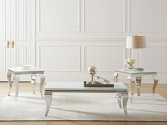 Best Furniture Outlet - Coaster - Carone 3-piece Glass Top Coffee and End Table Set White - 707768-S3