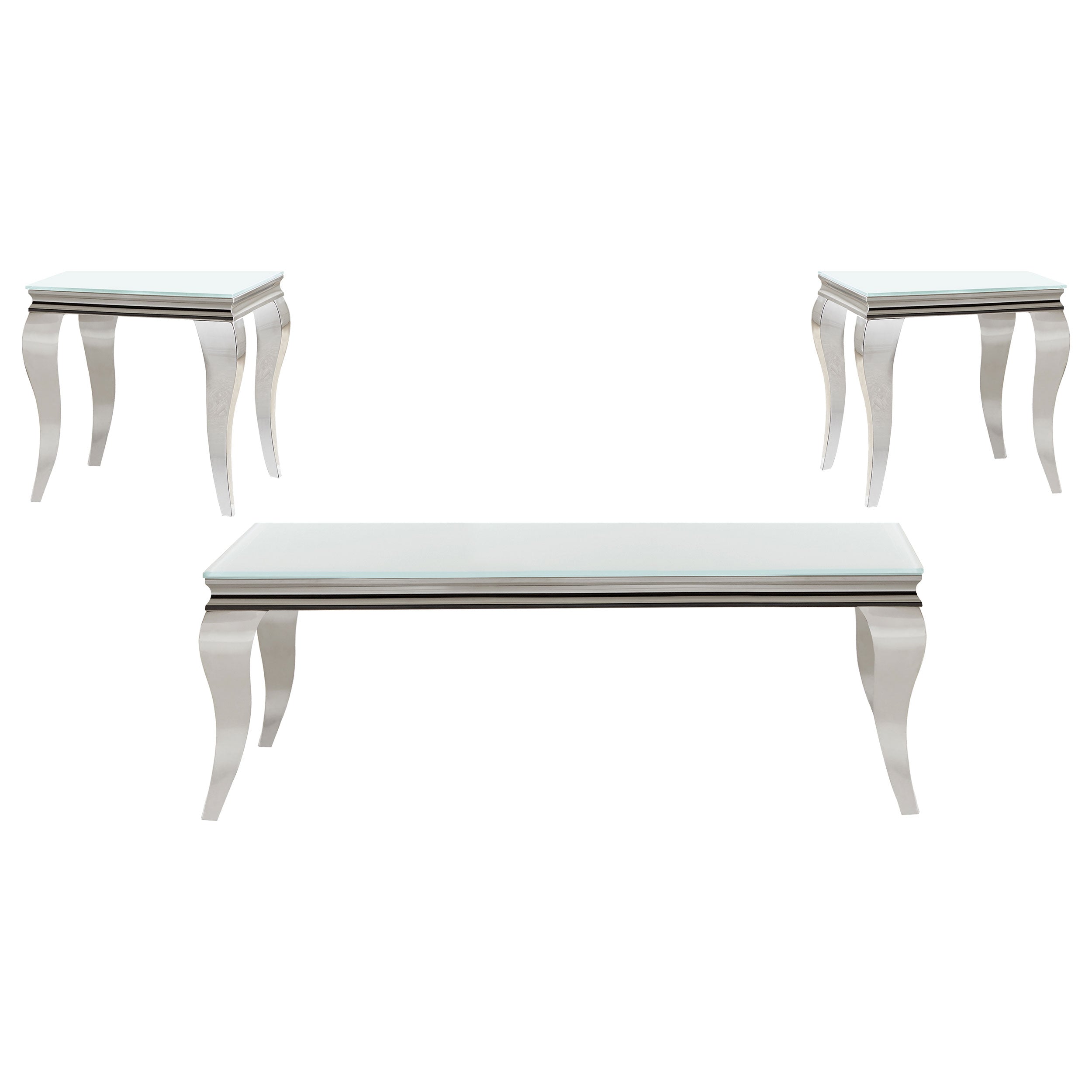 Carone 3-piece Glass Top Coffee and End Table Set White