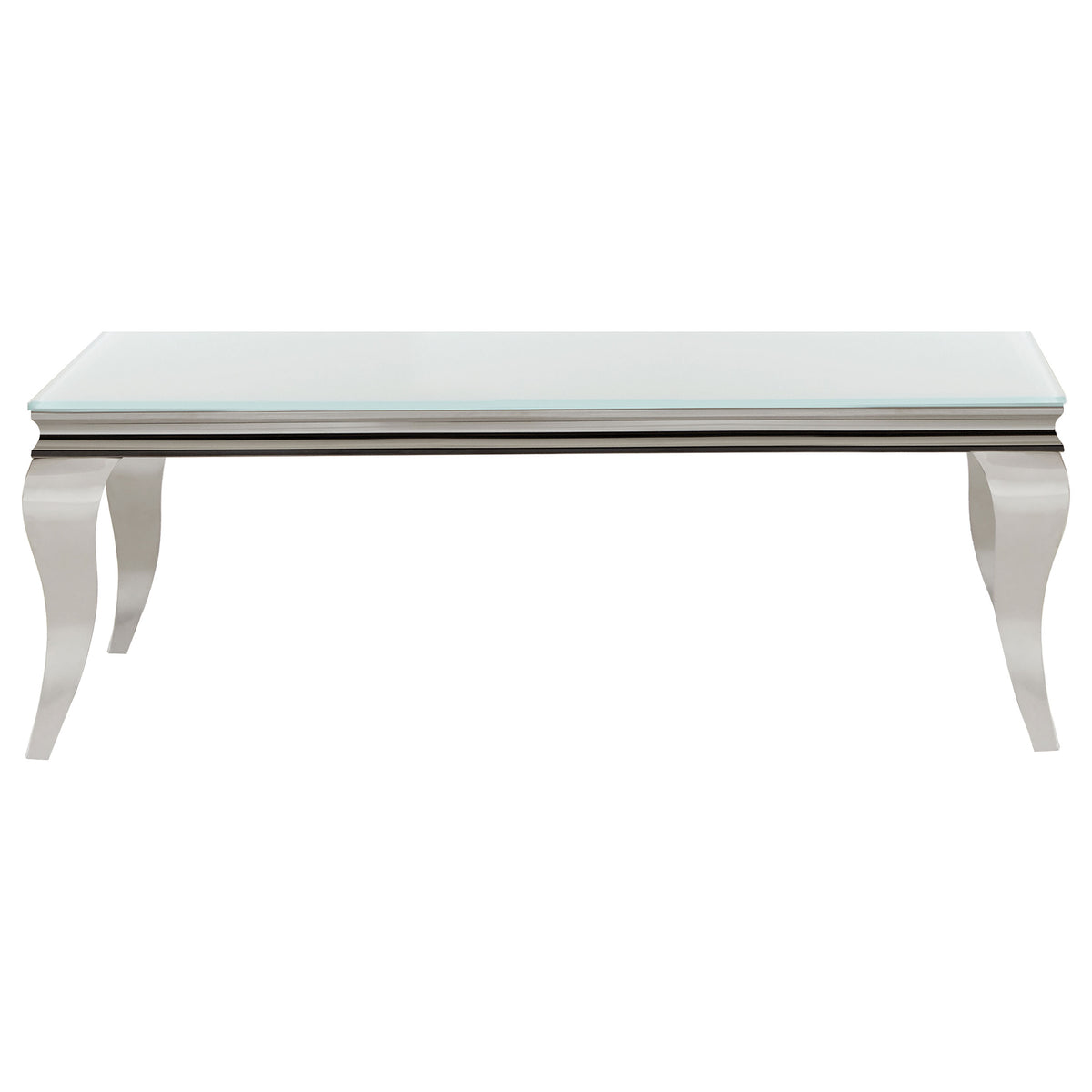 Best Furniture Outlet - Coaster - Carone Rectangular Glass Top Coffee Table White and Chrome - 707768